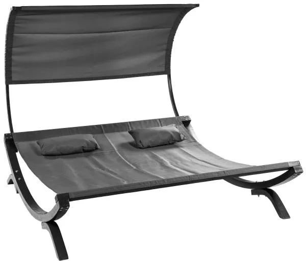 Dubbel solsäng med överdrag i lärkträ